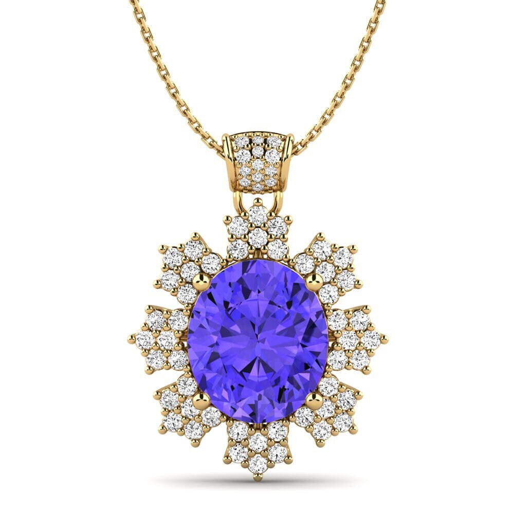 Gelbgold 585 Tansanit Damen anhänger Arctotis