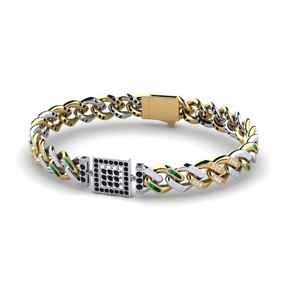 9ct White & Yellow Gold Black Diamond Women's Bracelet Ardentes