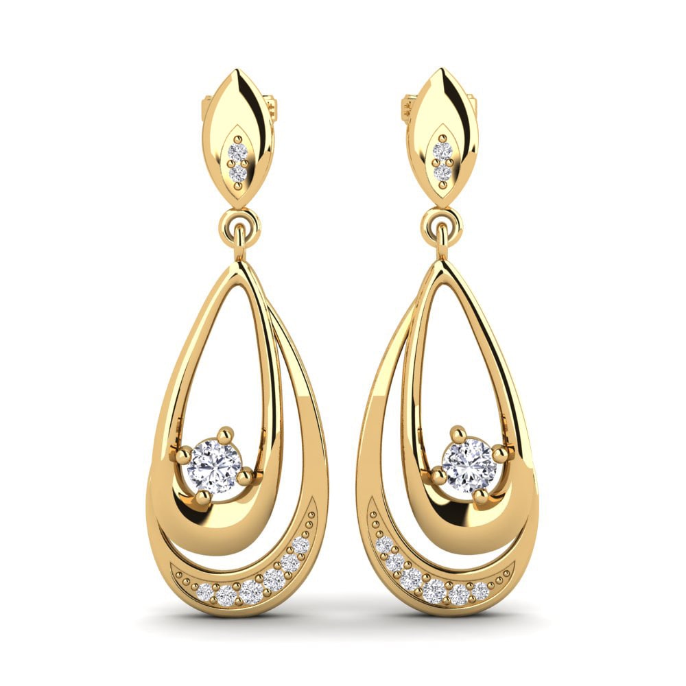 Gotas y cuelgan Pendientes Ardhendu Oro Amarillo 585 Diamante