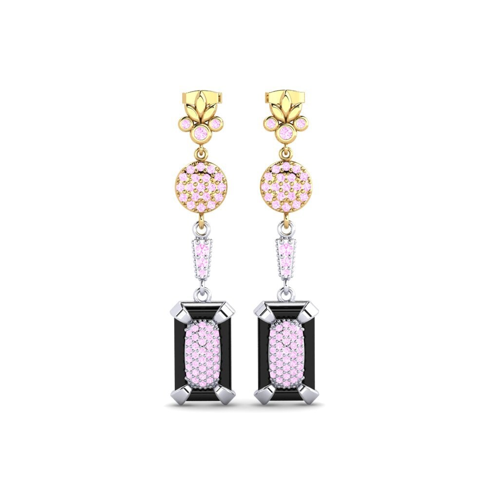 14ct Yellow & White Gold Pink Sapphire Women's Earring Ardit