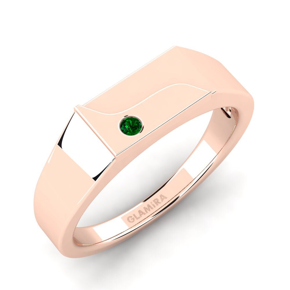 Oro Rosso 585 Zircone Verde Anello da uomo Ardito