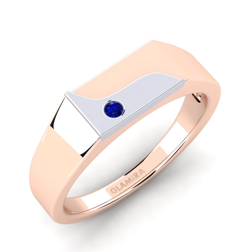 Oro Rosso & Bianco 375 Zaffiro Anello da uomo Ardito