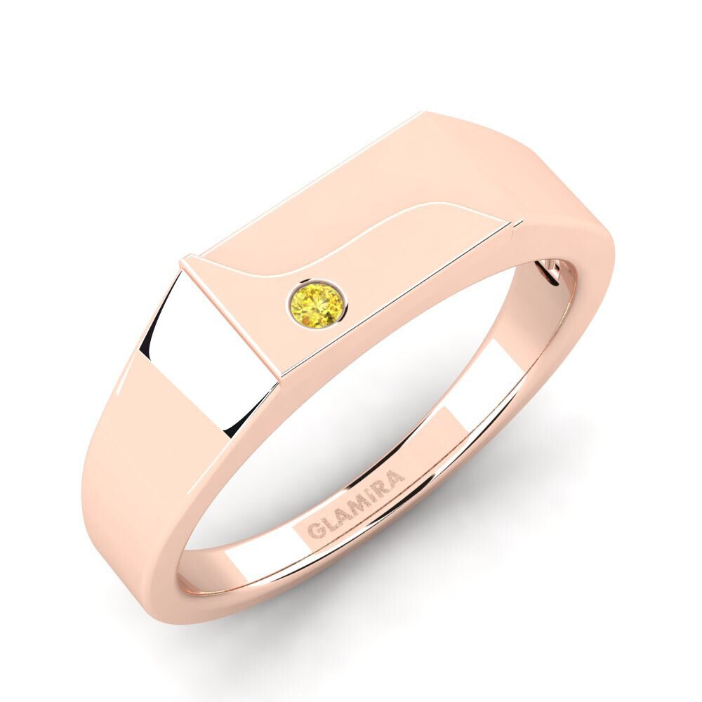 Oro Rosso 585 Zaffiro Giallo Anello da uomo Ardito