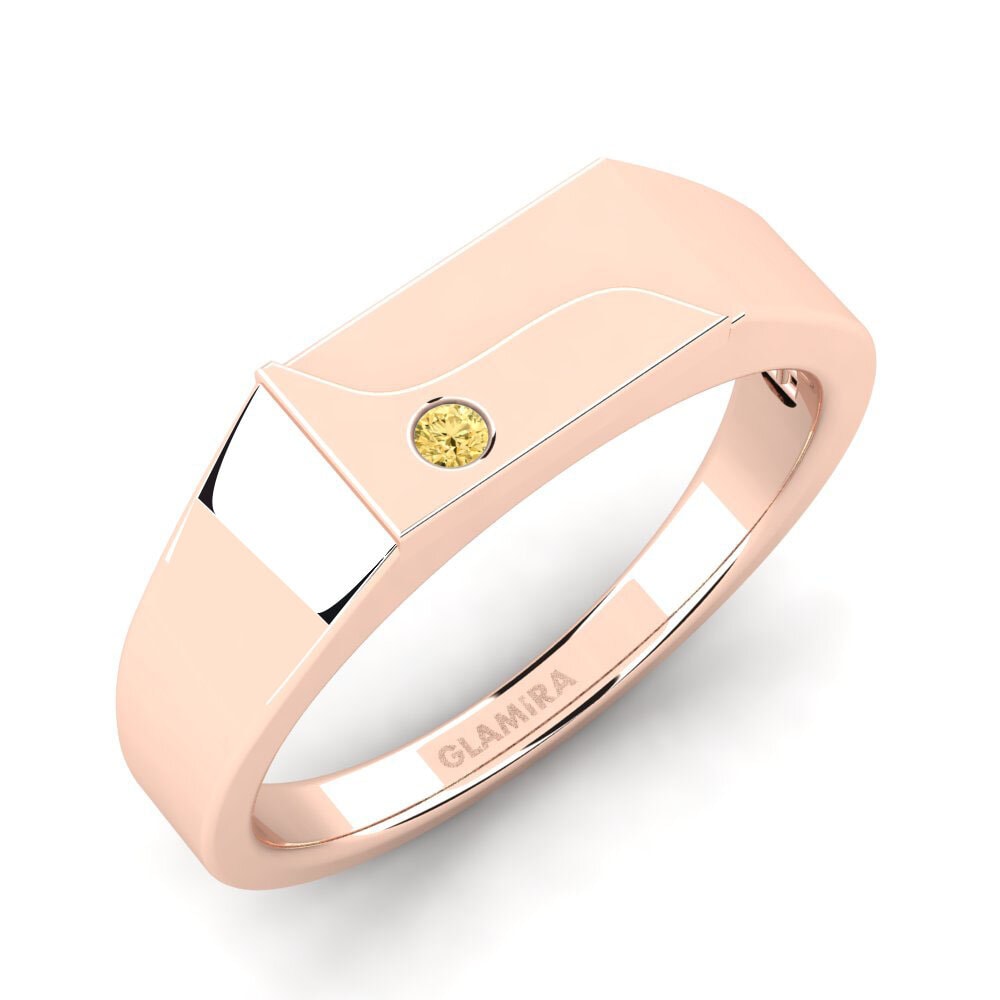 Oro Rosso 750 Diamante Giallo Anello da uomo Ardito