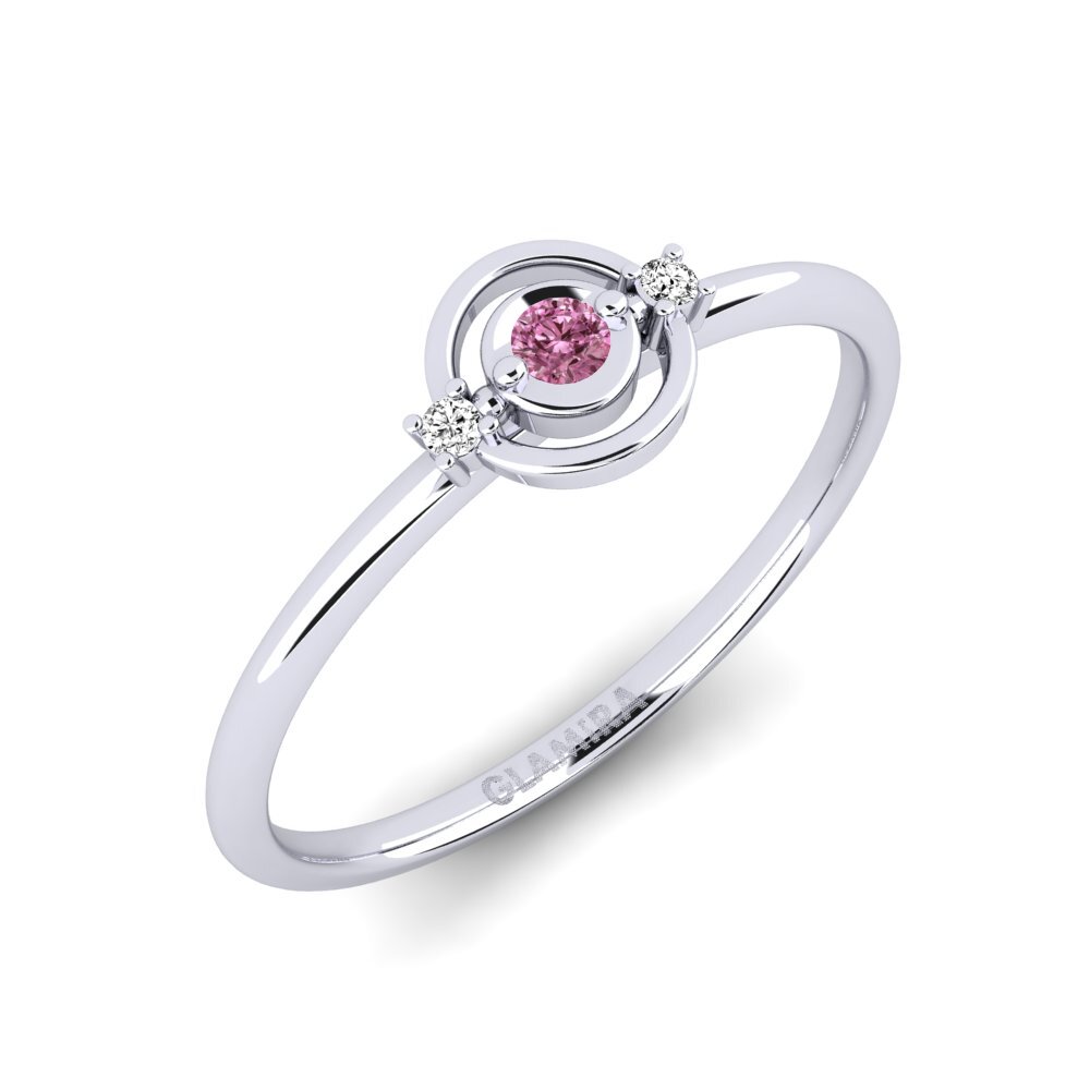 9k Oro Blanco Granate Rhodolite Anillo Areius