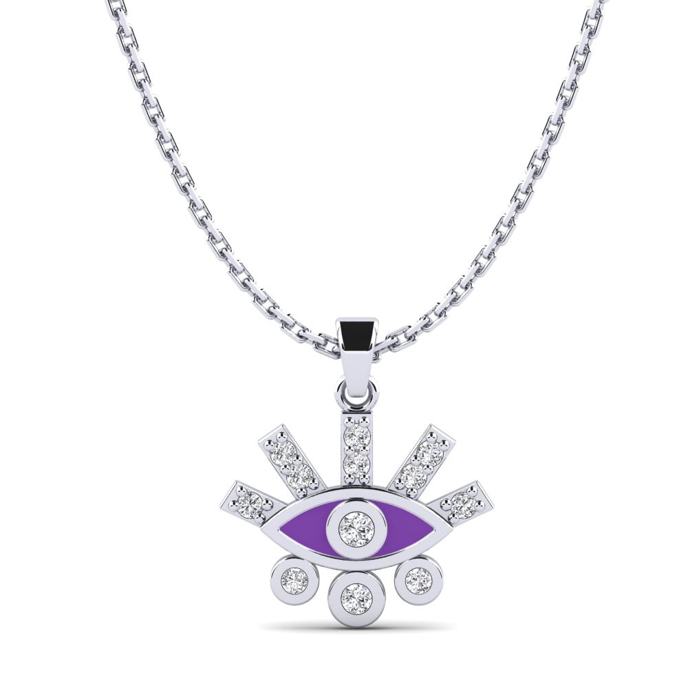 9k Oro Blanco Diamante Colgante de Mujer Argaios
