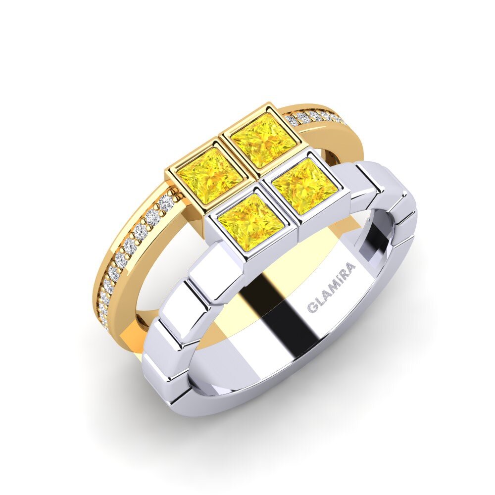 14ct White / Yellow Gold Yellow Sapphire Ring Argyle