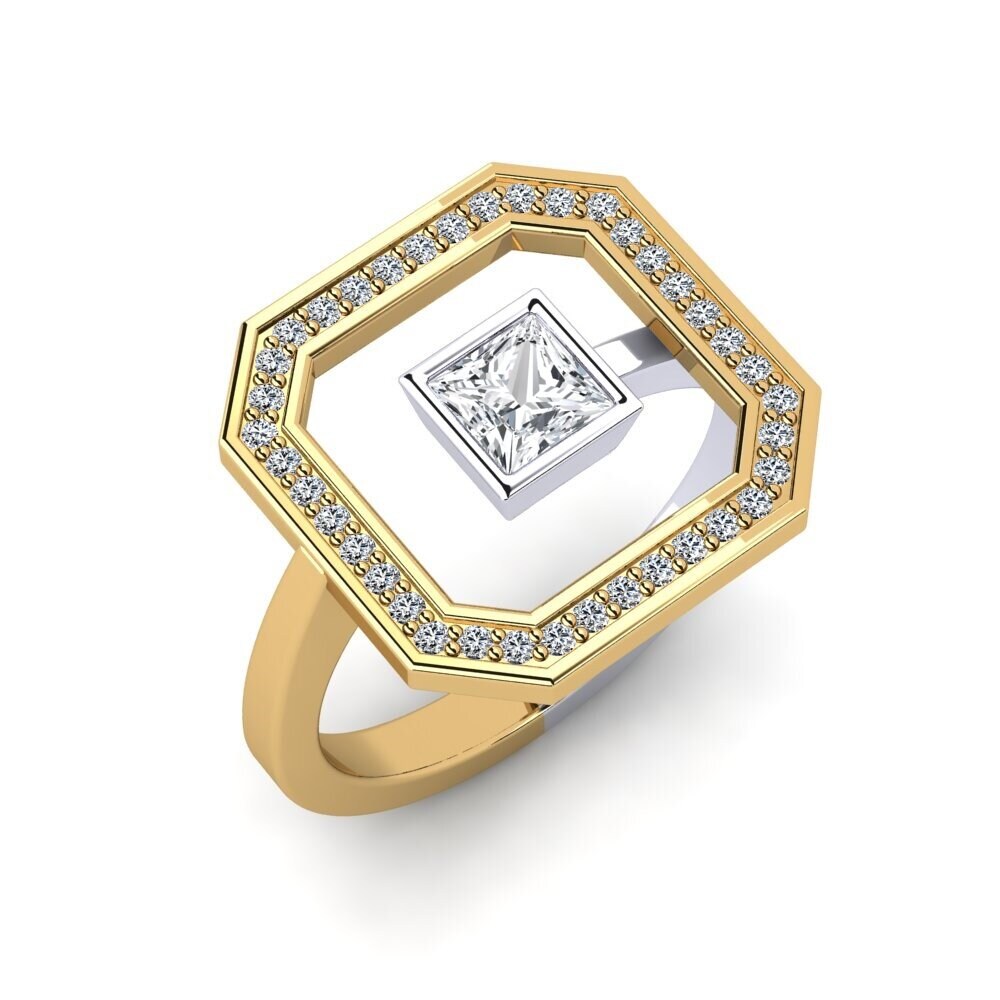 14ct Yellow / White Gold White Zircon Ring Argyll