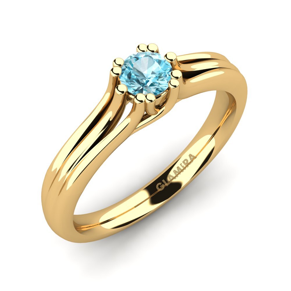 18k Oro Amarillo Circón Azul Anillo de compromiso Arian