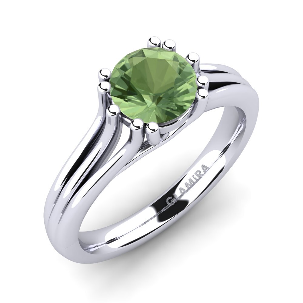 White Silver Green Sapphire Engagement Ring Arian 0.8 crt