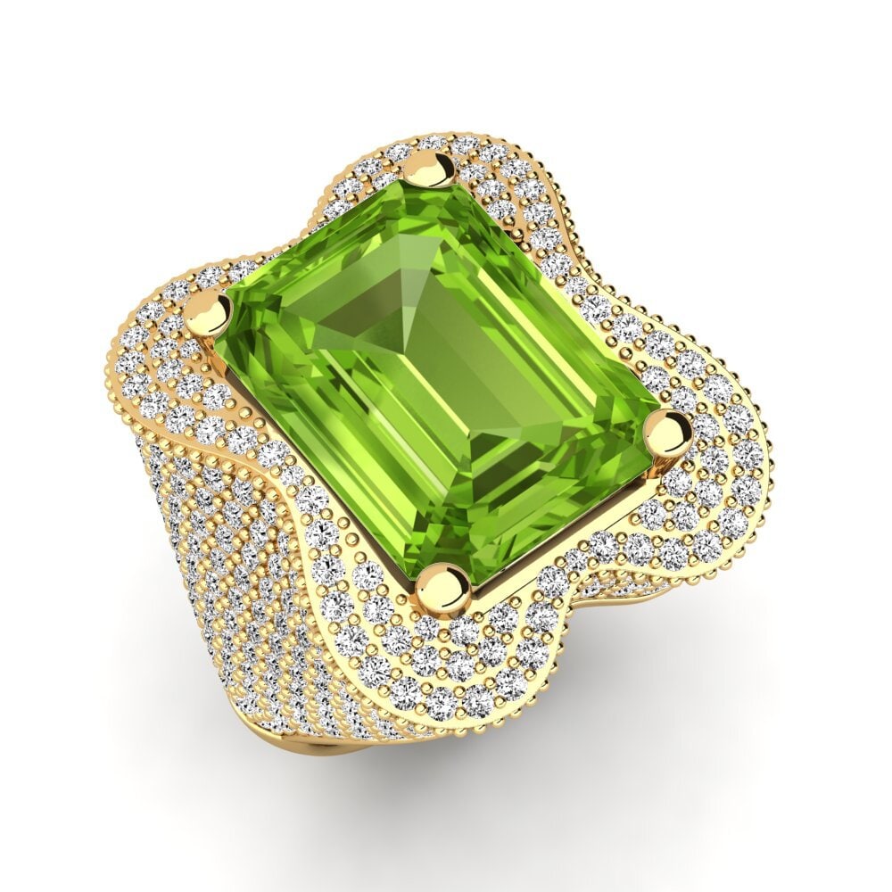 9k Oro Amarillo Peridoto Anillo de compromiso Aricela