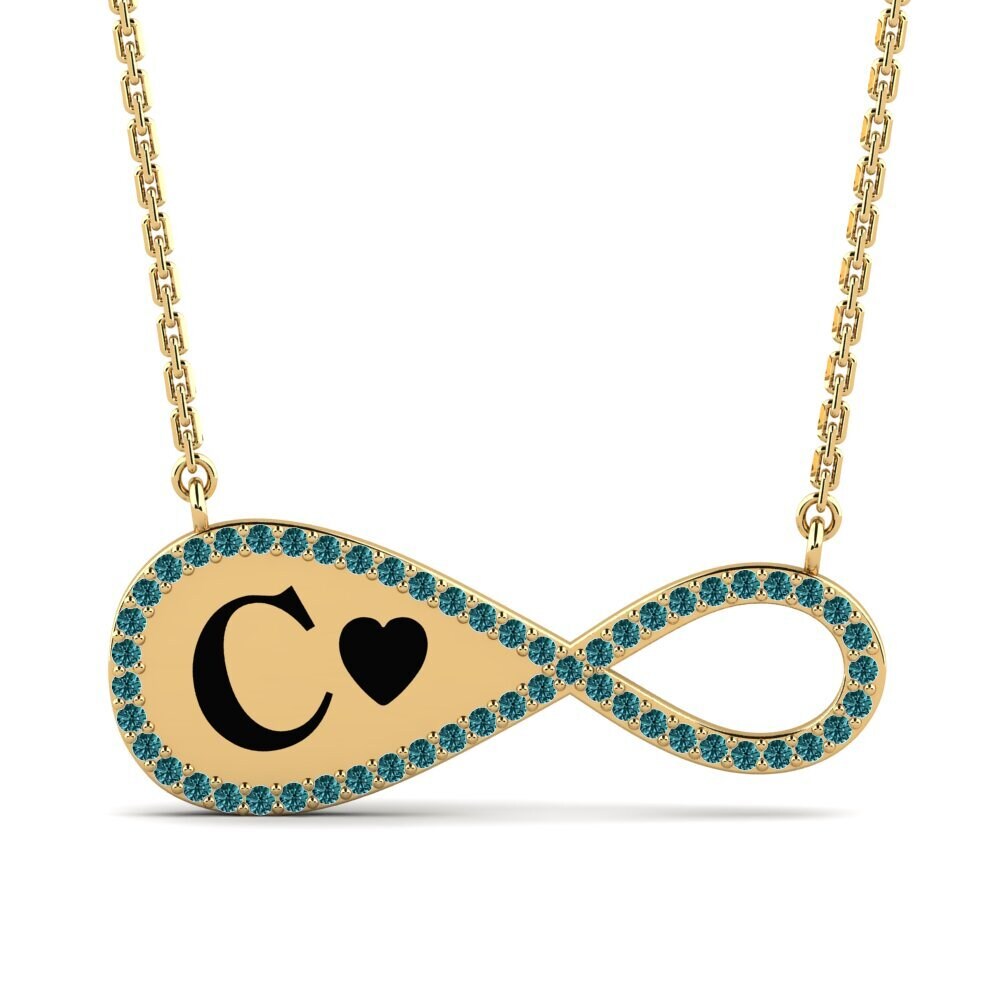 14k Oro Amarillo Diamante Azul Collar de Mujer Arielle