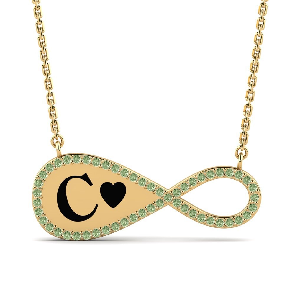 14k Oro Amarillo Diamante Verde Collar de Mujer Arielle