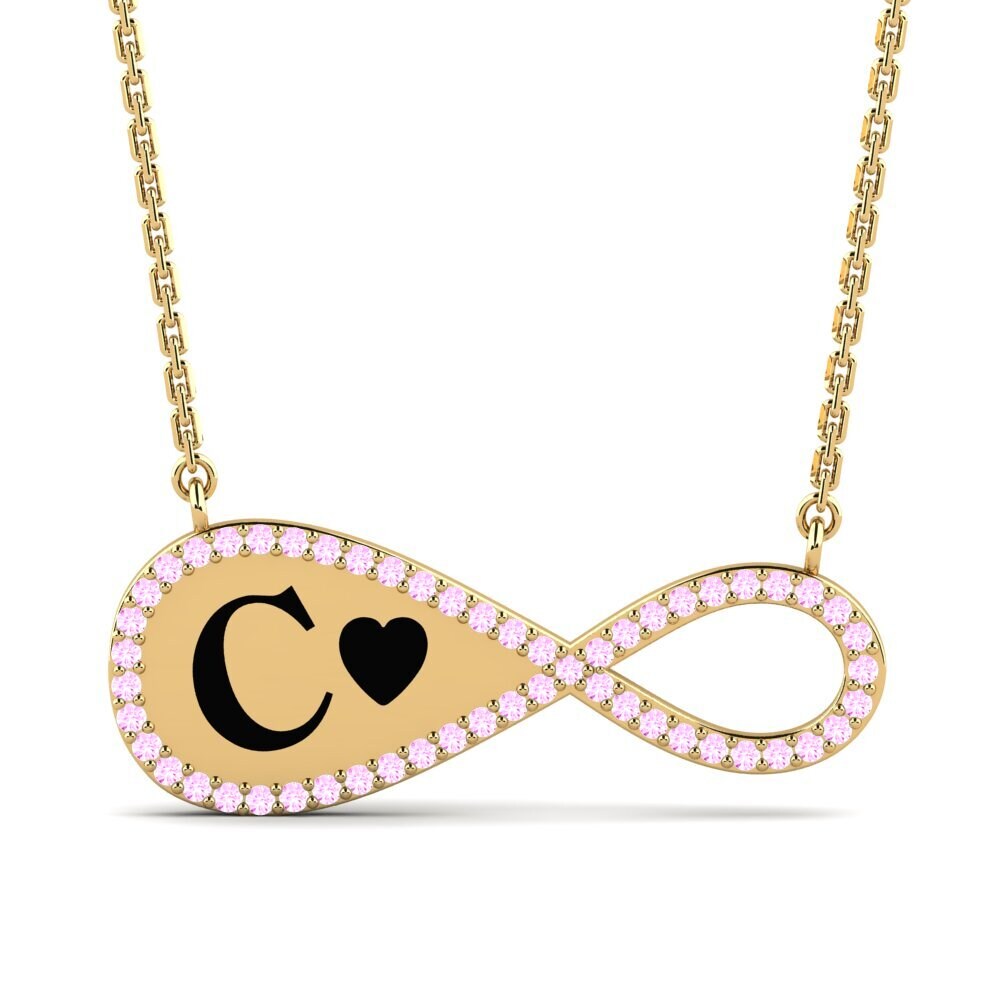 14k Oro Amarillo Zafiro Rosado Collar de Mujer Arielle