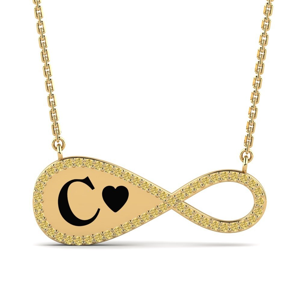 14k Oro Amarillo Diamante Amarillo Collar de Mujer Arielle