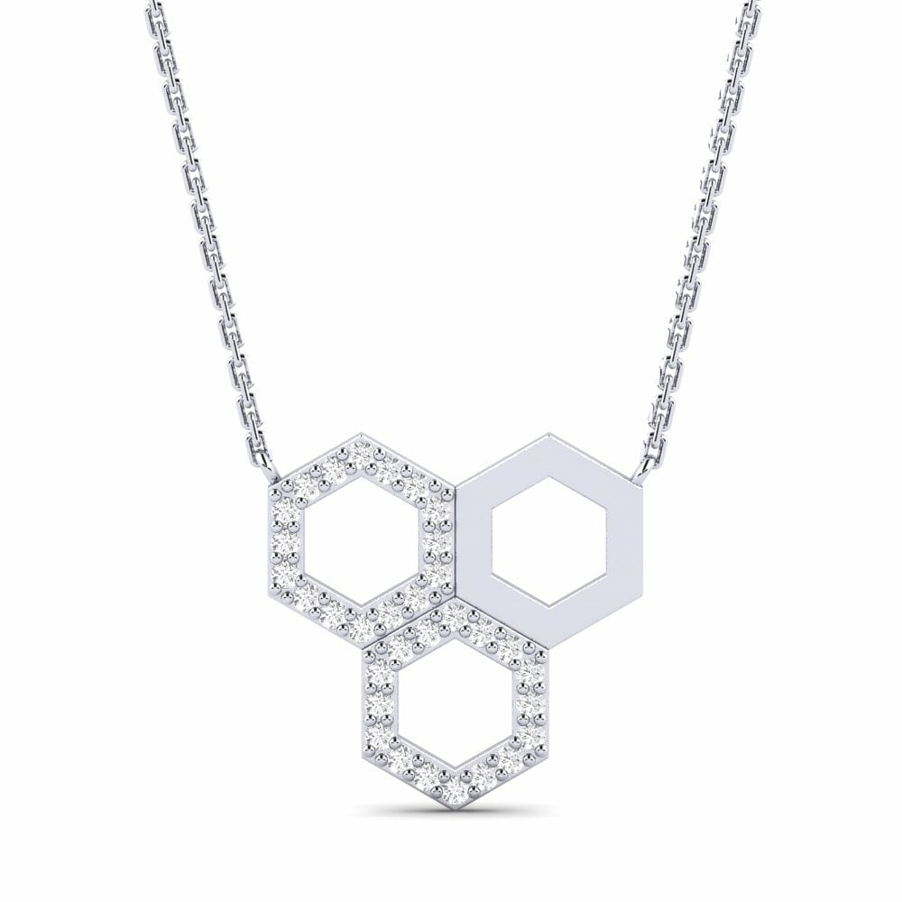 14k Oro Blanco Collar de Mujer Ariocarpus Mother