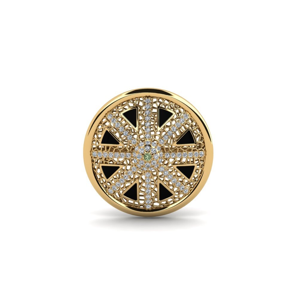 Gelbgold 375 Grüner Diamant Brosche Arkadios