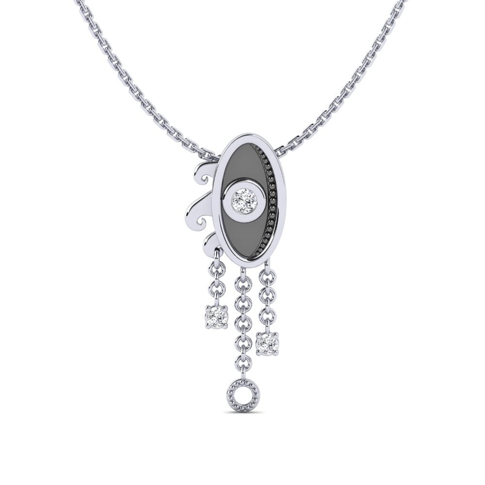 9k Oro Blanco Diamante Colgante de Mujer Arkaik
