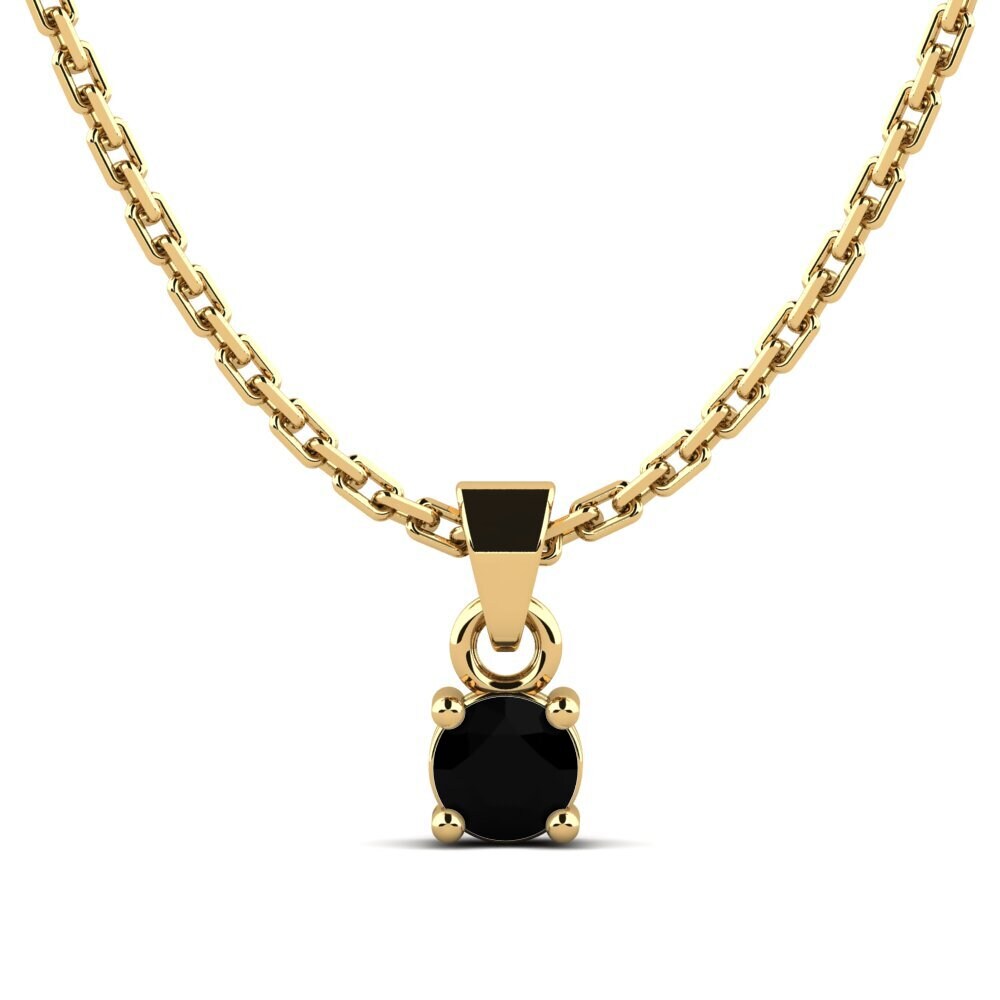 14k Yellow Gold Black Sapphire Women's Pendant Arlecia