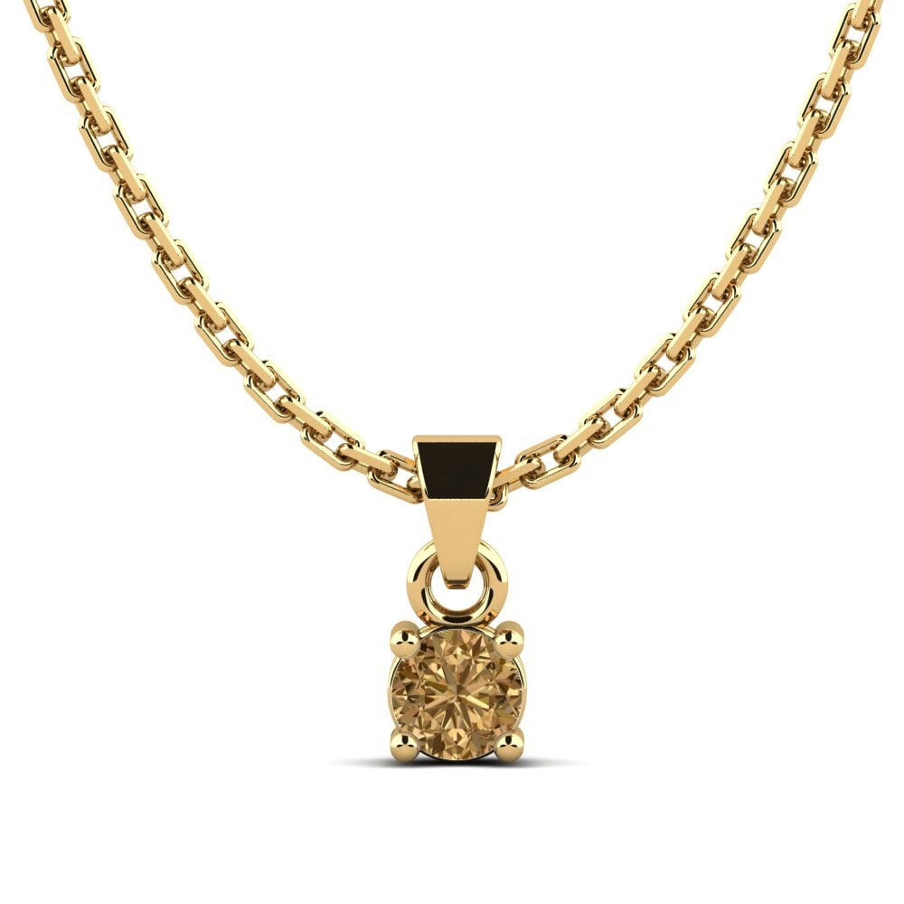14k Yellow Gold Brown Diamond Women's Pendant Arlecia