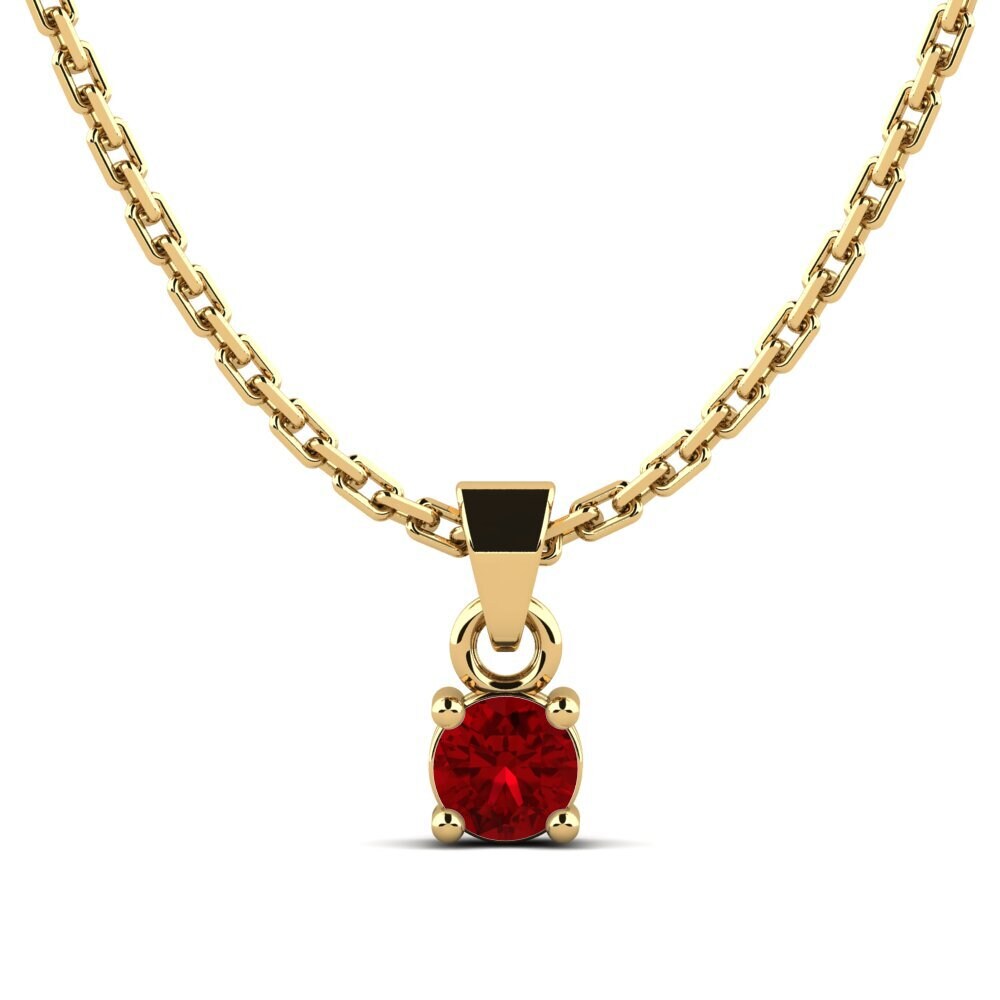 9k Oro Amarillo Circonita Roja Colgante de Mujer Arlecia