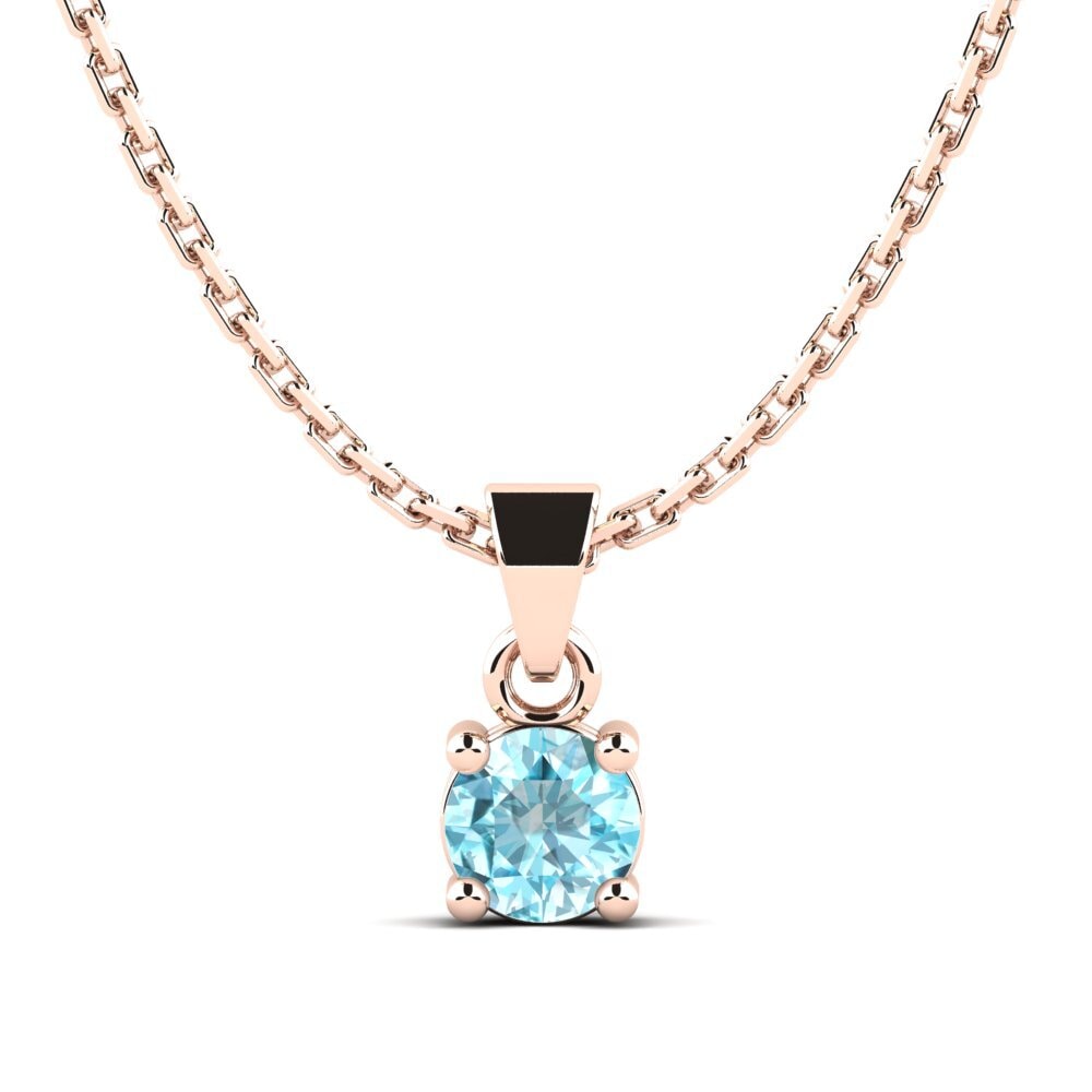 14k Oro Rosa Circón Azul Colgante de Mujer Arlenys