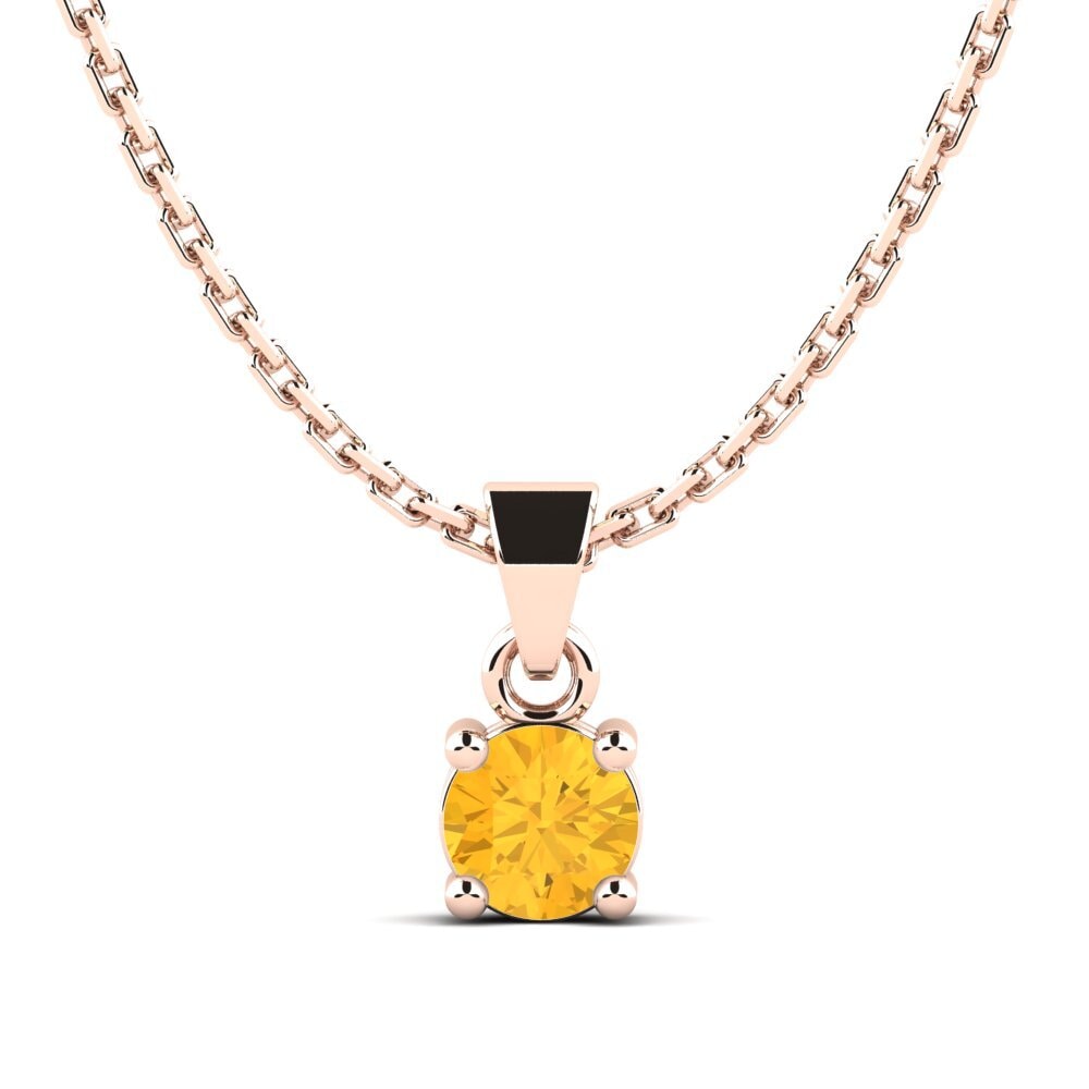 14k Oro Rosa Citrino Colgante de Mujer Arlenys