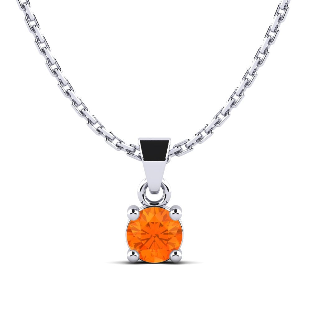 14k Oro Blanco Zafiro Naranja Colgante de Mujer Arlenys