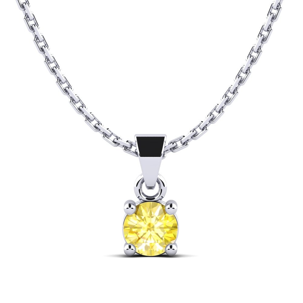 White Silver Yellow Sapphire Women's Pendant Arlenys