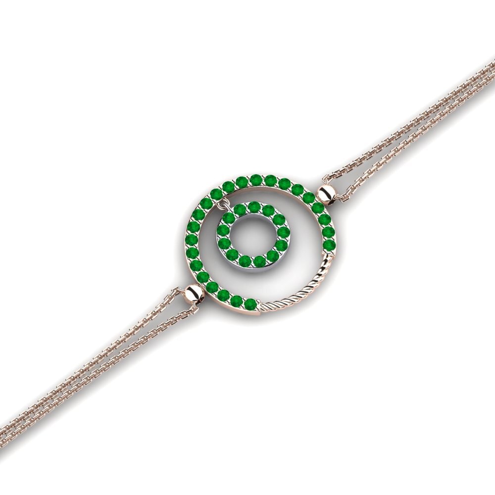 9ct Rose & White Gold Emerald Women's Bracelet Arlin