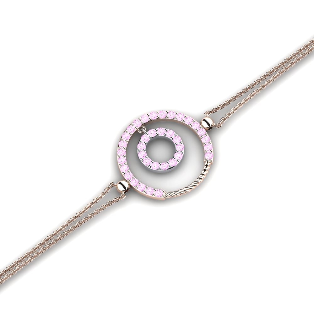 9ct Rose & White Gold Pink Sapphire Women's Bracelet Arlin