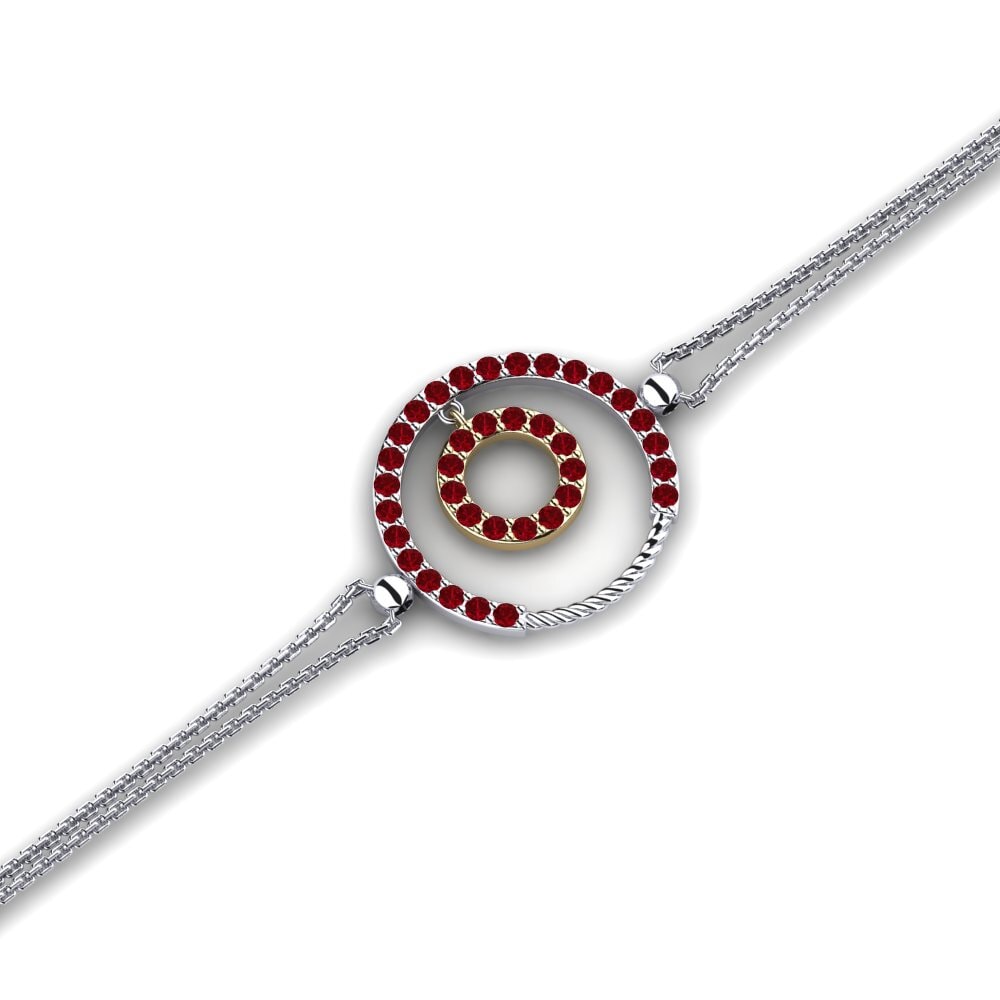 9ct White & Yellow Gold Red Zirconia Women's Bracelet Arlin