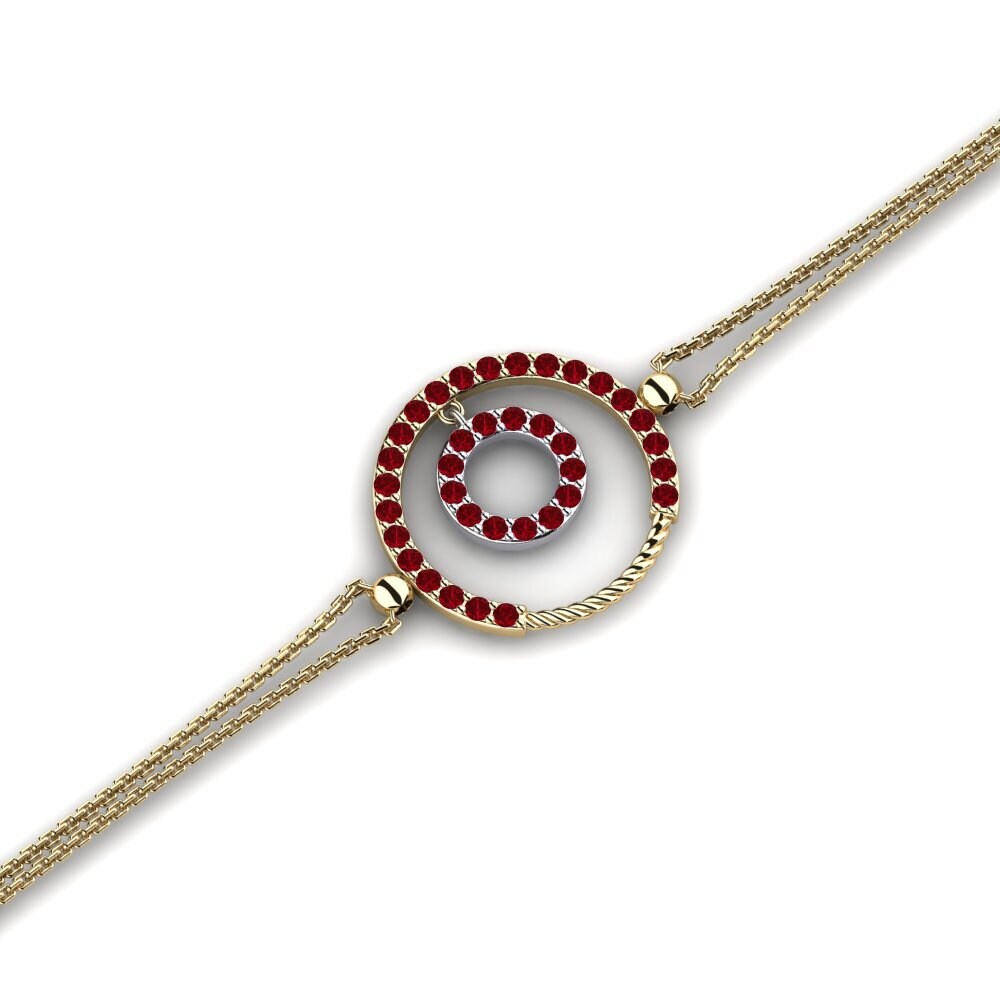 18K Yellow & White Gold Red Zirconia Bracelet Arlin