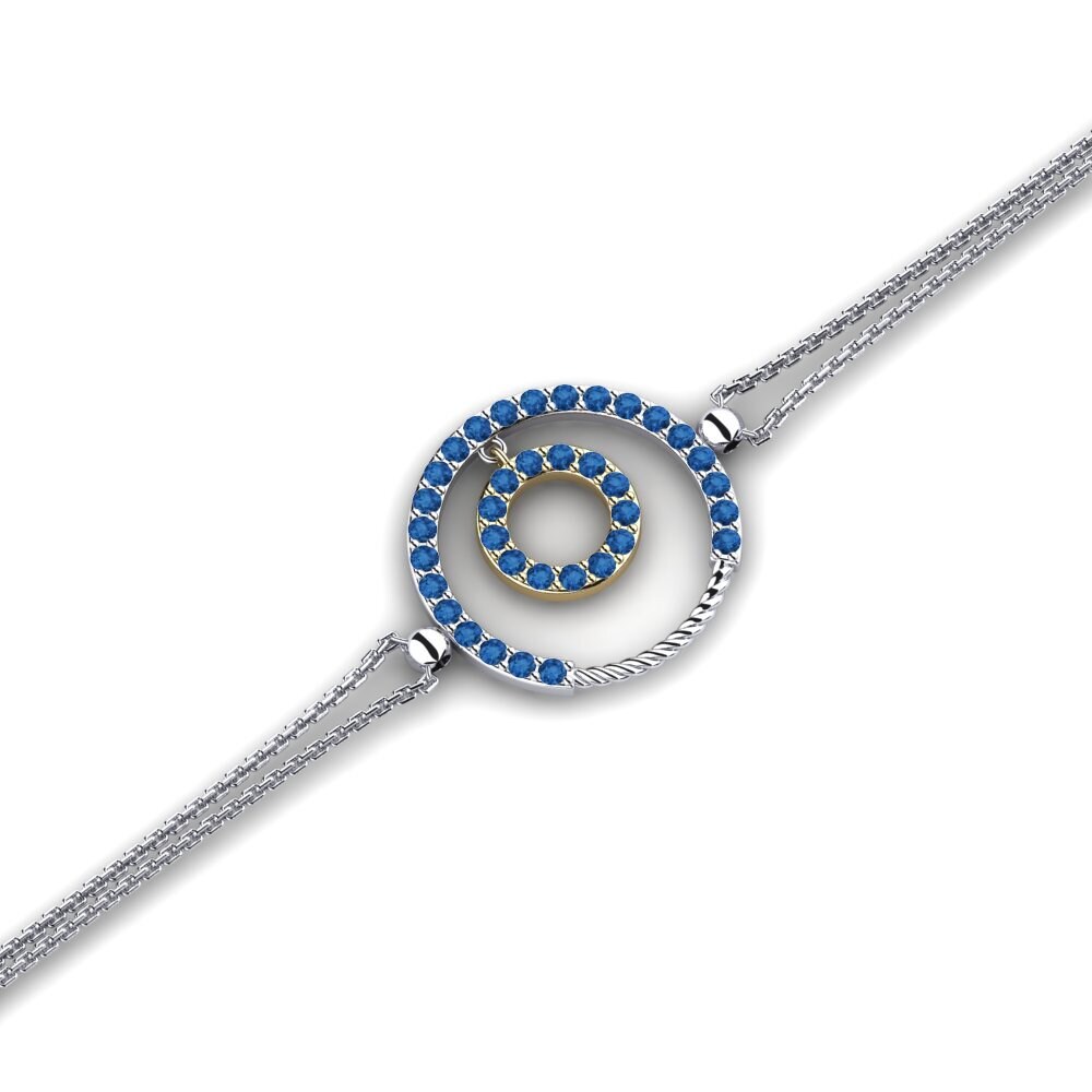 14ct White / Yellow Gold Dark Blue Zirconia Women's Bracelet Arlin