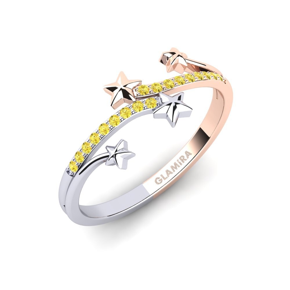 14k Oro Rosa & Blanco Zafiro amarillo Anillo Arlina