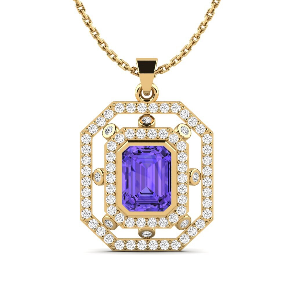 Gelbgold 585 Tansanit Damen anhänger Arline