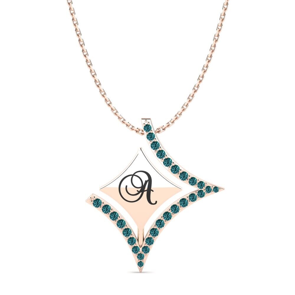 Rotgold 585 Blauer Diamant Damen anhänger Armandina