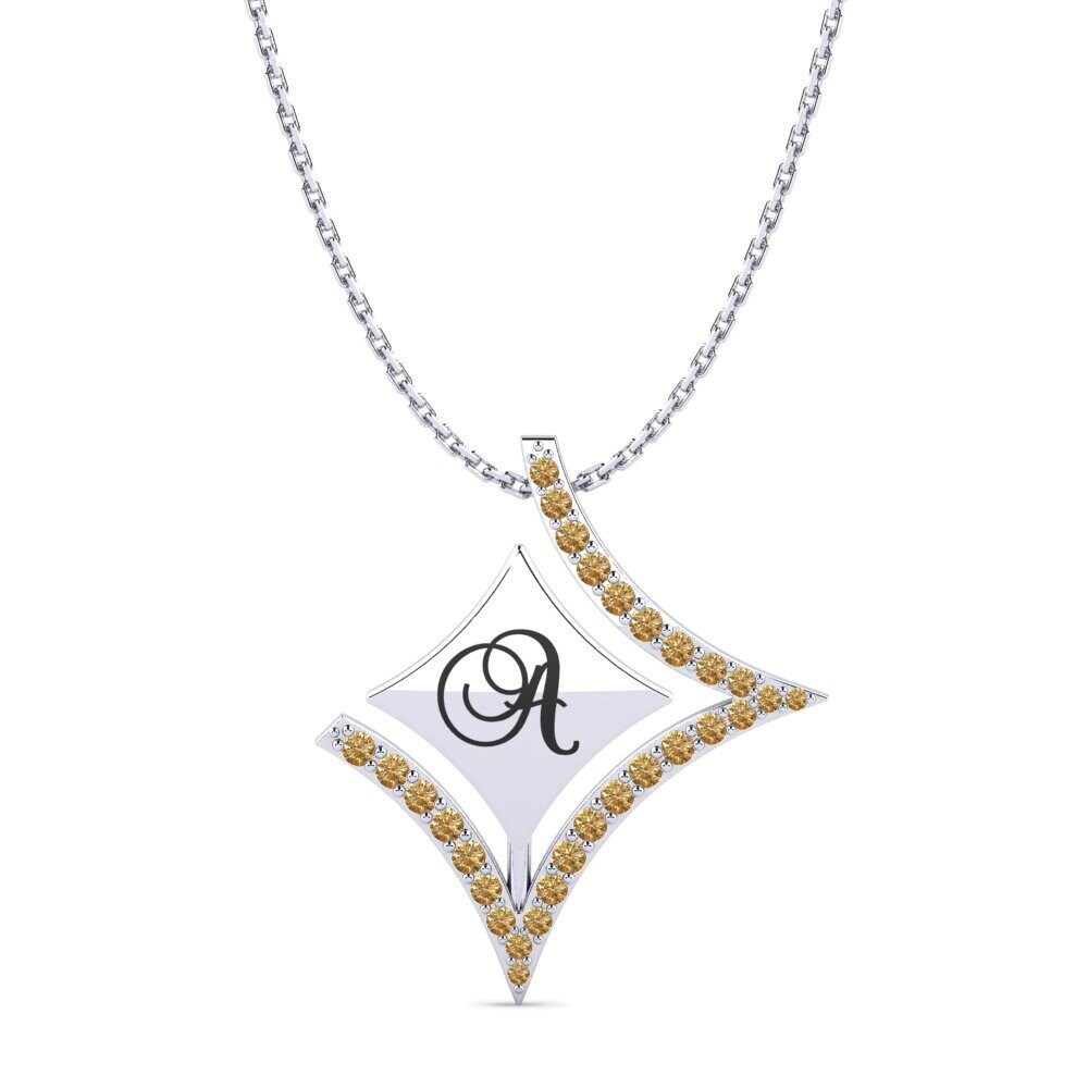 Plata 925 Diamante Marrón Colgante de Mujer Armandina