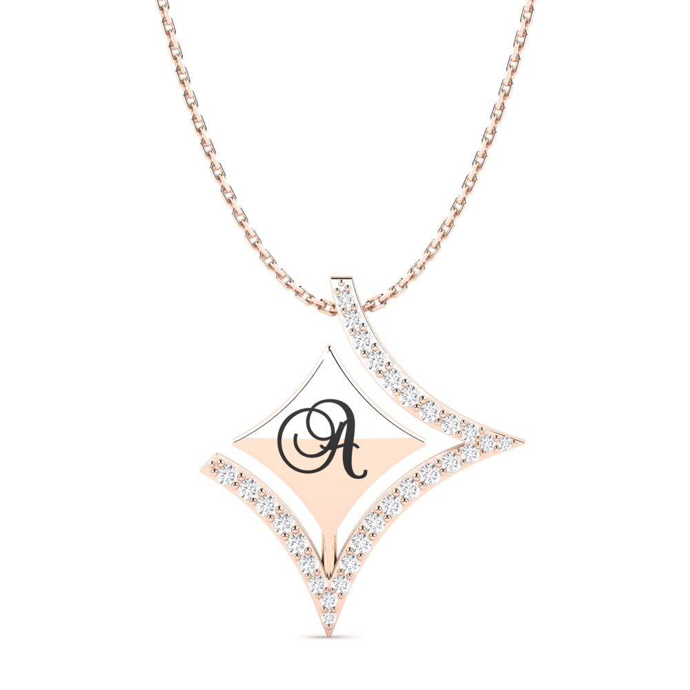 Rotgold 585 Weißer Saphir Damen anhänger Armandina