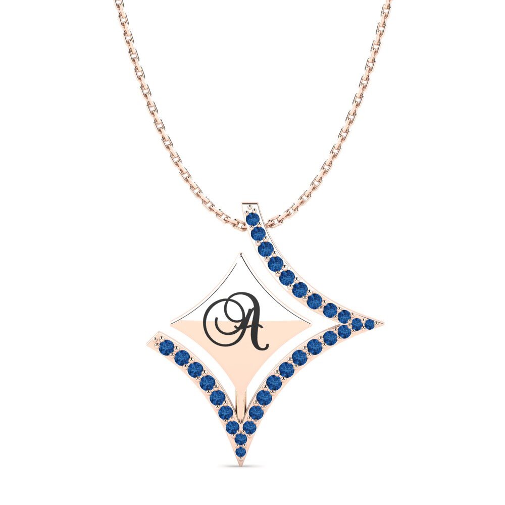 Rotgold 585 Dunkelblauer Zirkonia Damen anhänger Armandina