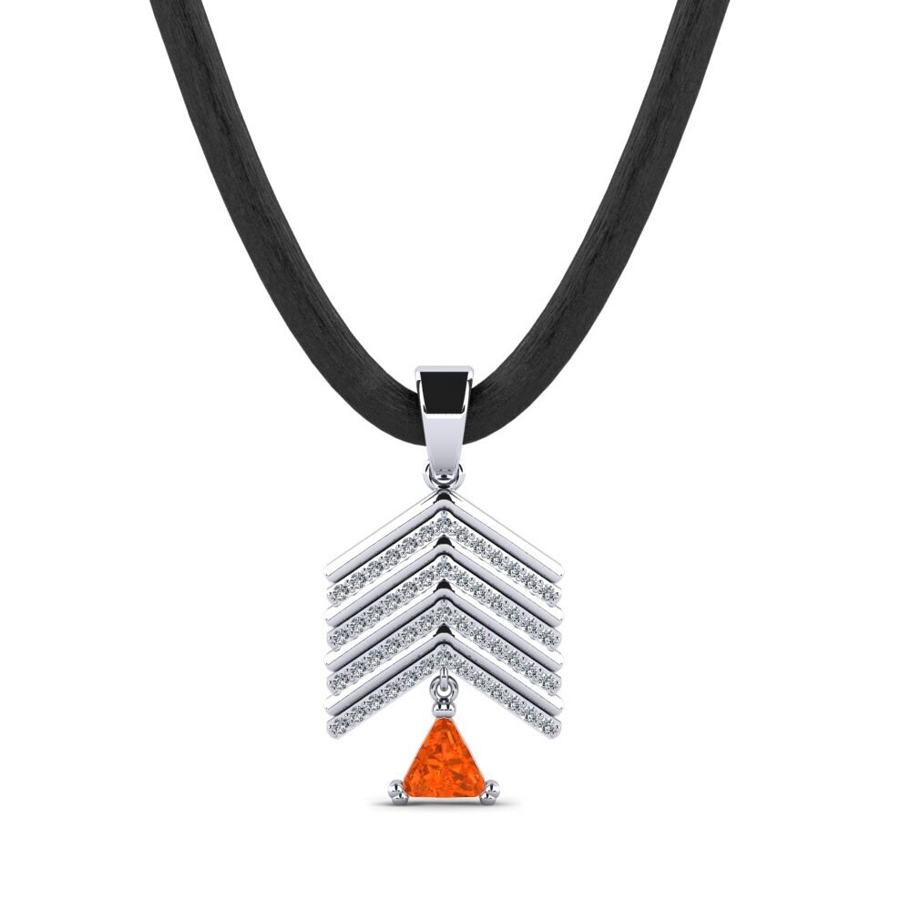14ct White Gold Fire Opal Men's Pendant Armel
