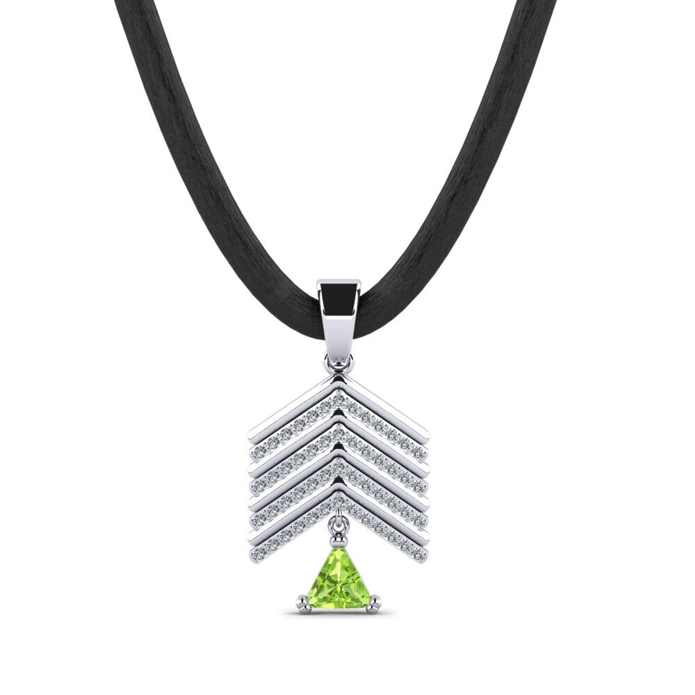 14ct White Gold Peridot Men's Pendant Armel