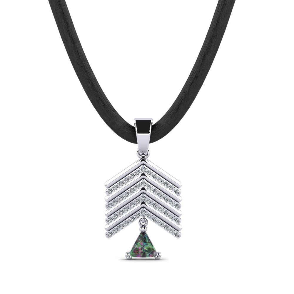 14ct White Gold Mystic Topaz Men's Pendant Armel