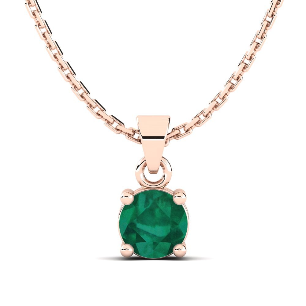 14K Rose Gold Emerald Pendant Armelda