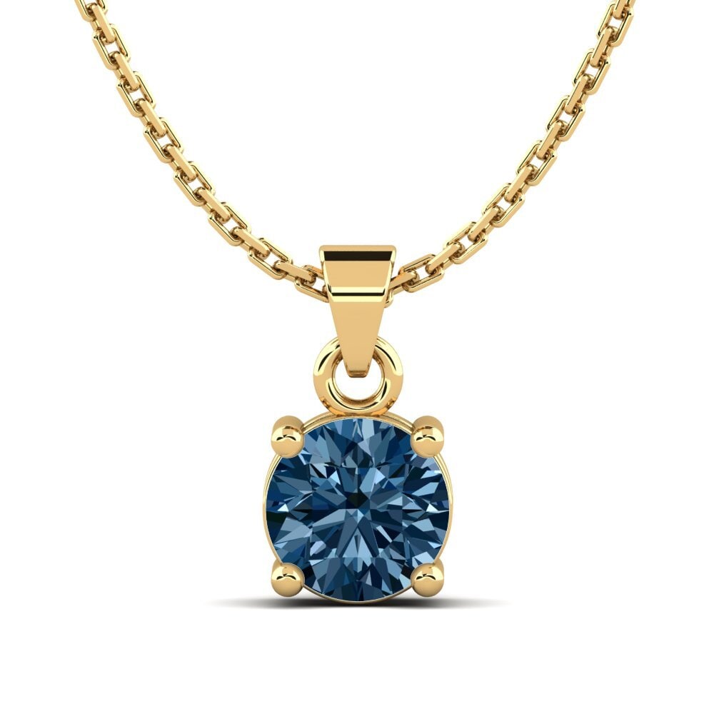 14k Yellow Gold Blue Diamond Women's Pendant Armetrice