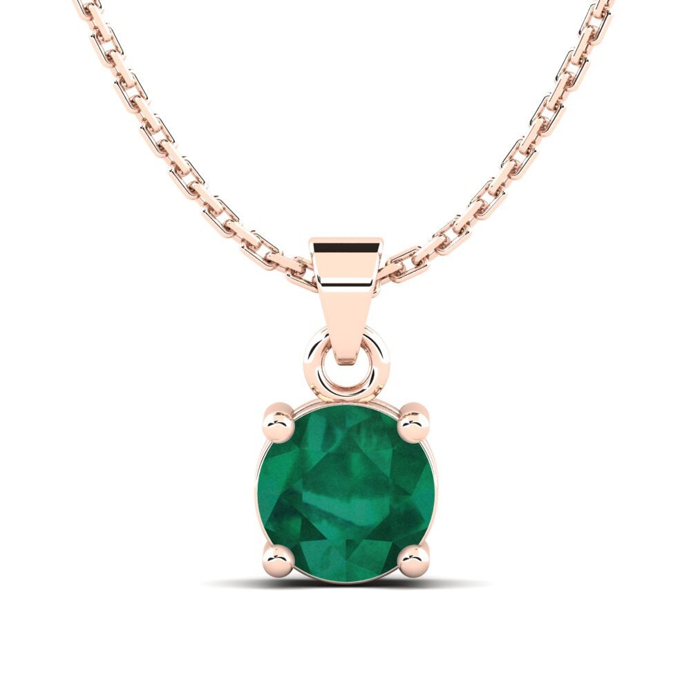 14K Rose Gold Emerald Pendant Armetrice
