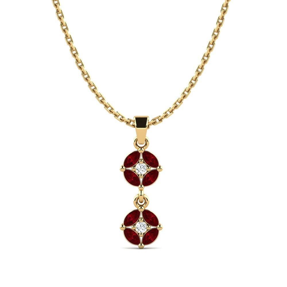 9k Oro Amarillo Circonita Roja Colgante de Mujer Armisti