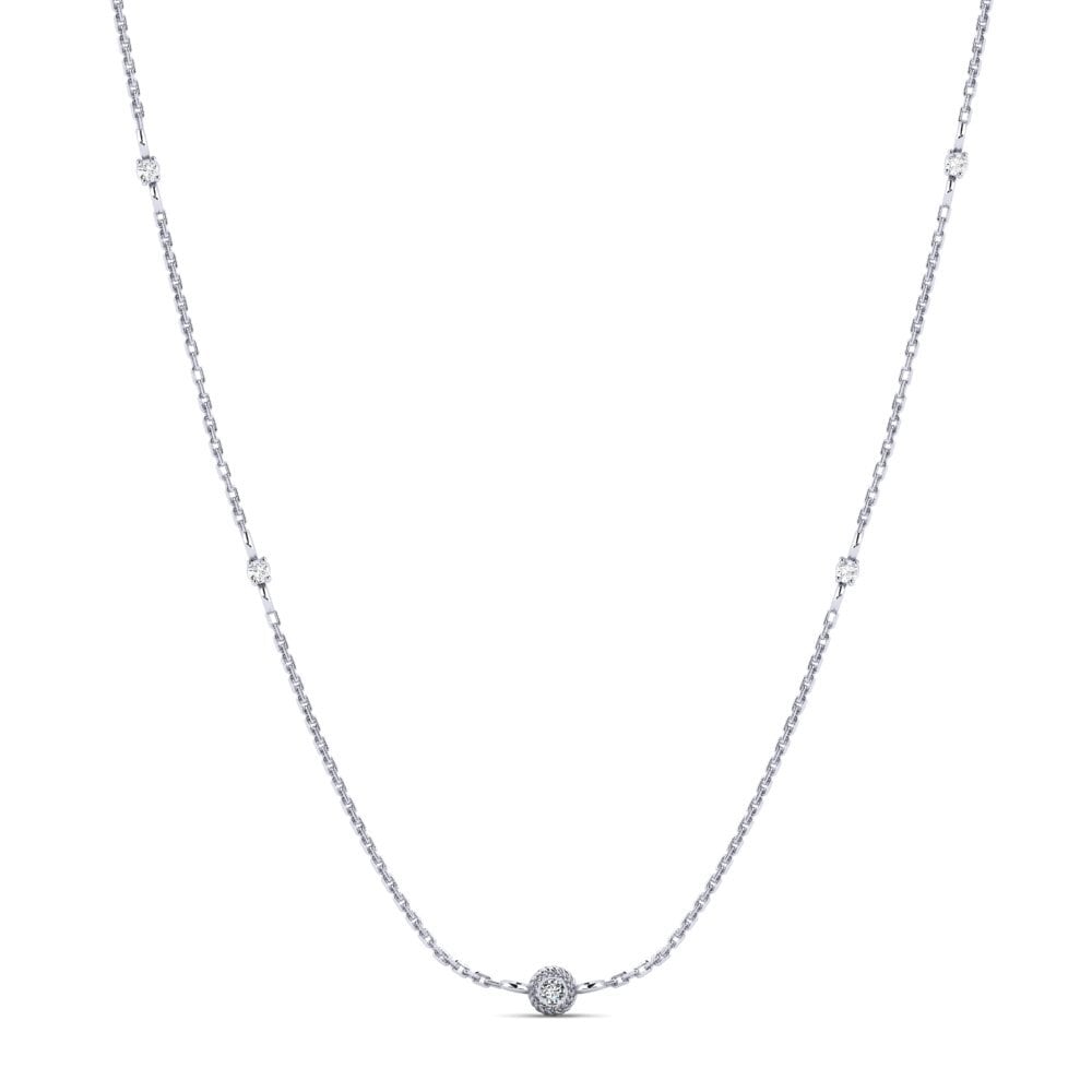 9ct White Gold Zirconia Women's Necklace Armita