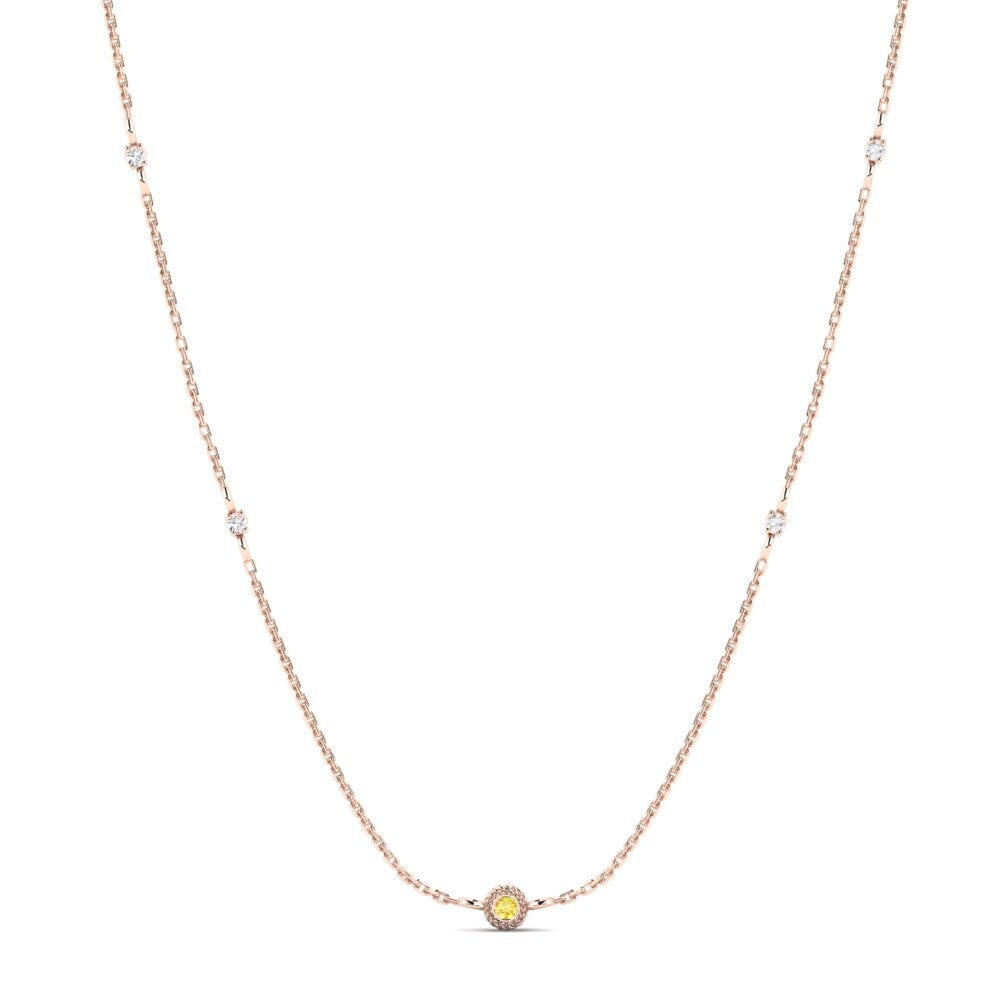 9ct Rose Gold Yellow Sapphire Women's Necklace Armita