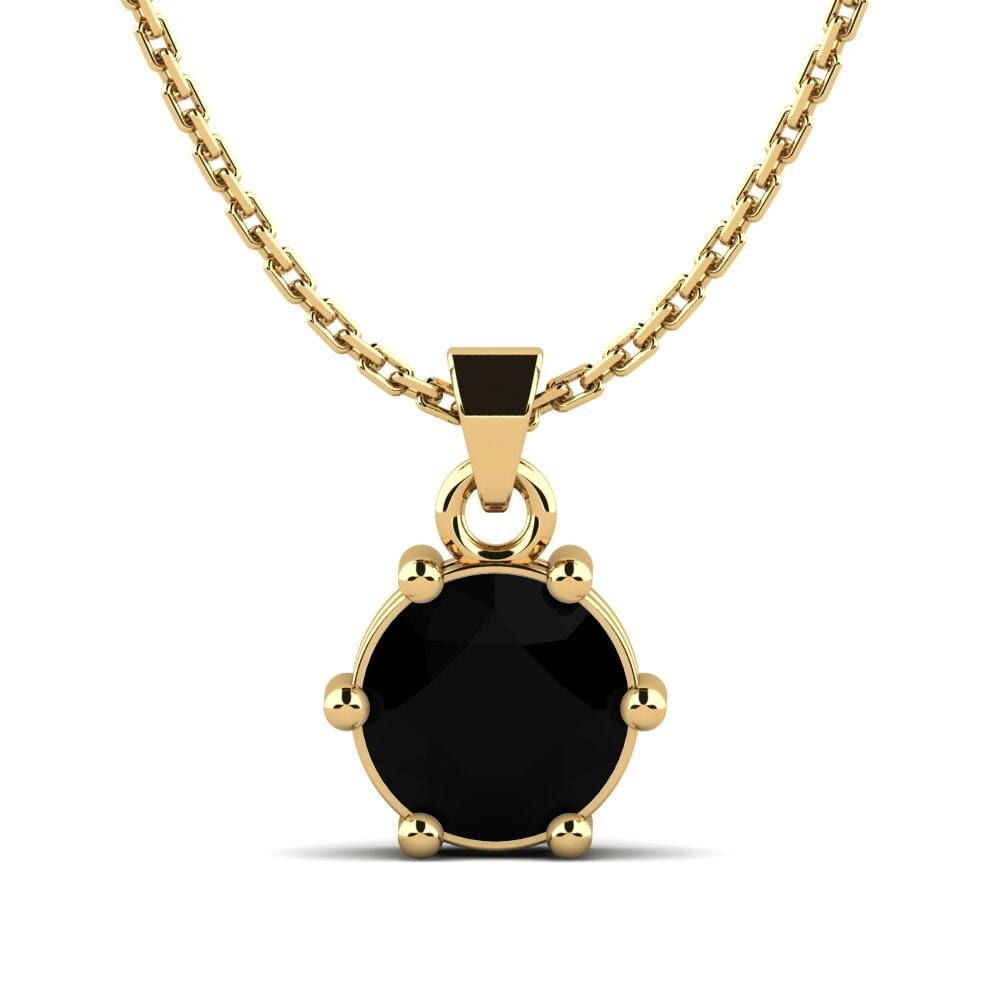 14k Yellow Gold Black Diamond Women's Pendant Arnardia